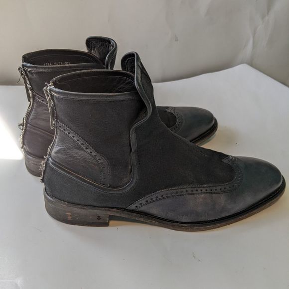 John Varvatos canvas leather distressed boots 8.5 in EUC - Picture 5 of 7
